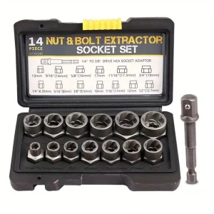 14Pcs Stripped Lug Nut Remover with Hex Adapter