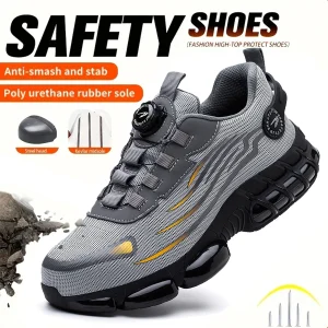 Breathable lace-free safety shoes
